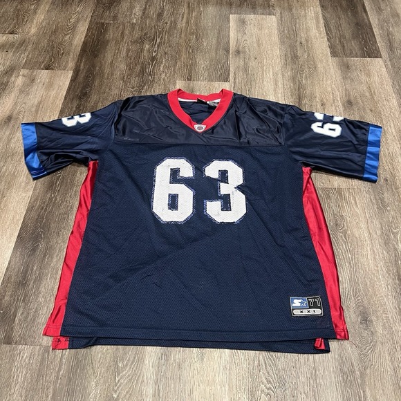 Vintage STARTER Jersey #63 Men's Size XL/2XL Blue Red Short Sleeve - Picture 1 of 14